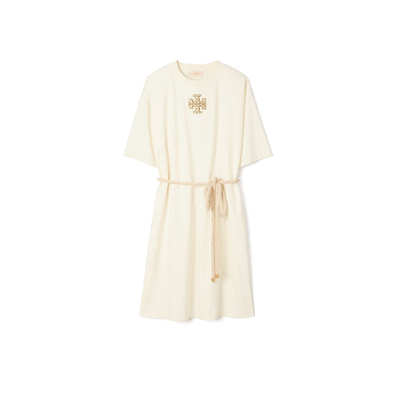 Women Embellished Logo T-Shirt Dress - New Ivory