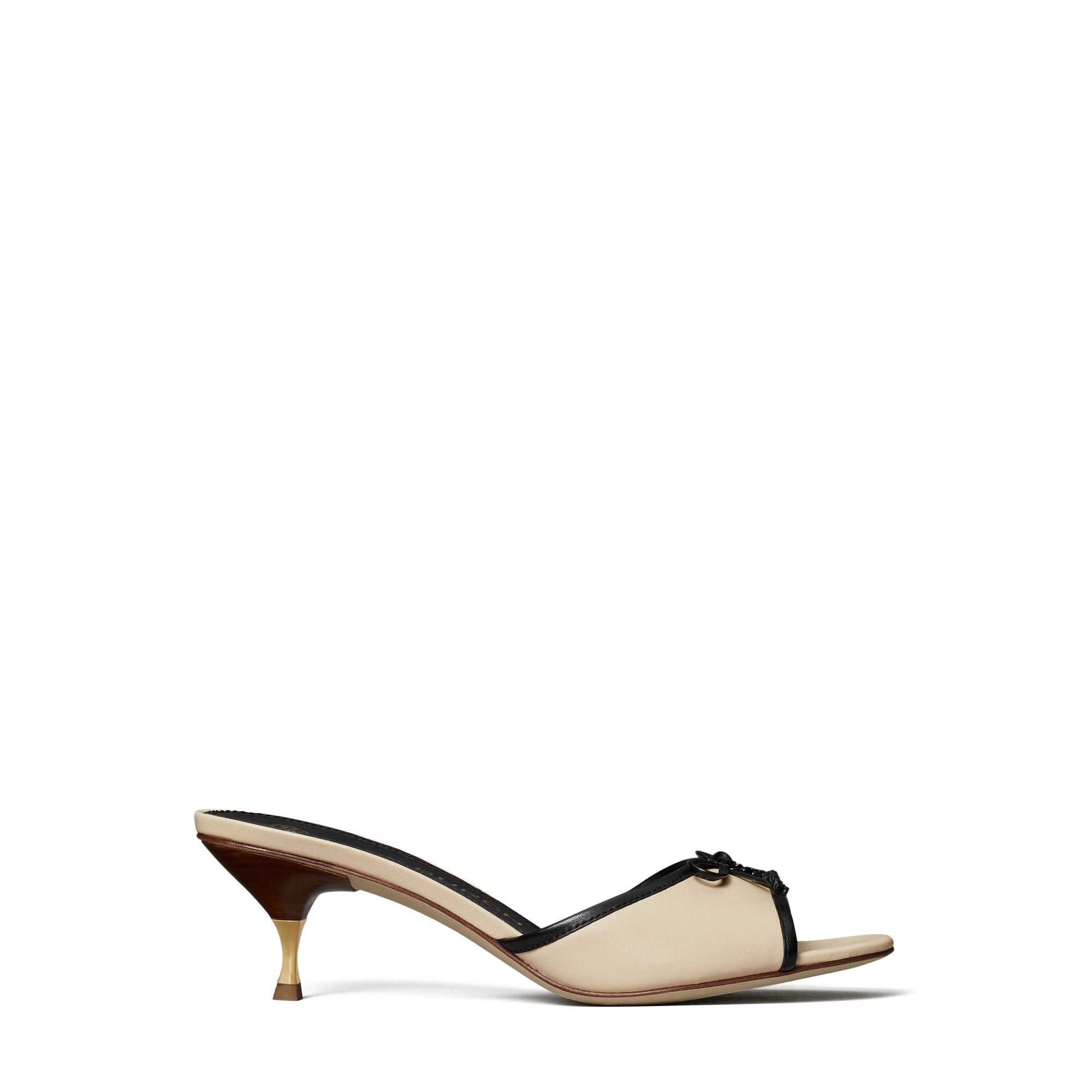 Women Tory Charm Kitten Heel Sandal - Dulce De Leche / Perfect Black