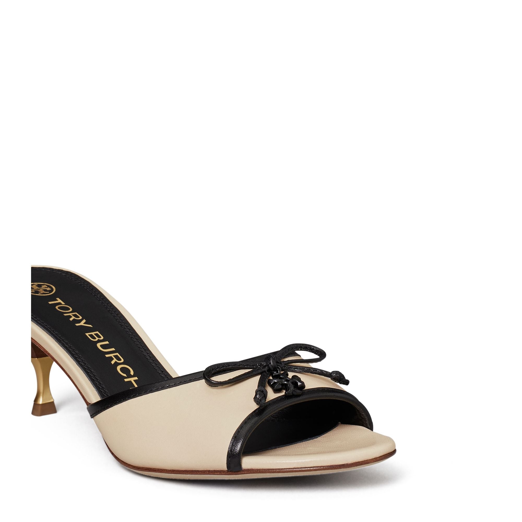 Women Tory Charm Kitten Heel Sandal - Dulce De Leche / Perfect Black