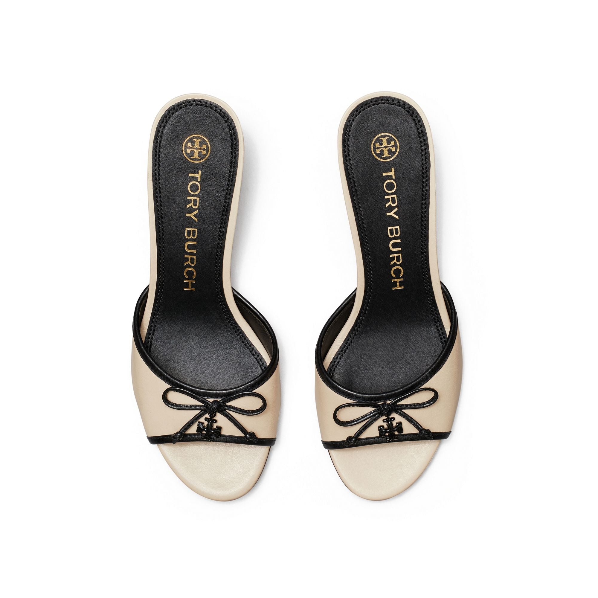 Women Tory Charm Kitten Heel Sandal - Dulce De Leche / Perfect Black