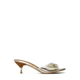 Women Tory Charm Kitten Heel Sandal - Spark Gold / Silver