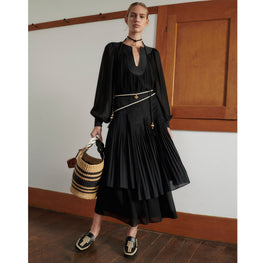 Women Cording Tie Belt - Black