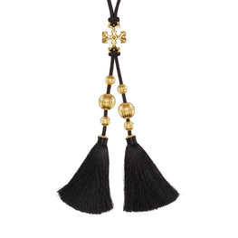 Women Roxanne Long Tassel Necklace - Rolled Brass / Black