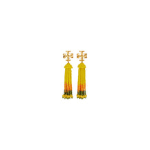 Women Roxanne Beaded Tassel Earring - Rolled Brass / Yellow Multi