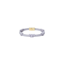 Women Serif-T Stackable Powder Coated Bracelet - Tory Gold / Cloud Blue