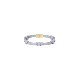 Women Serif-T Stackable Powder Coated Bracelet - Tory Gold / Cloud Blue