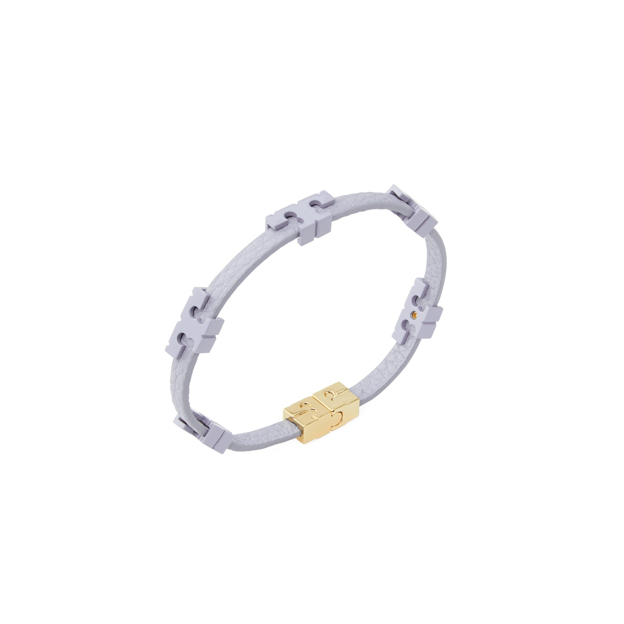 Women Serif-T Stackable Powder Coated Bracelet - Tory Gold / Cloud Blue