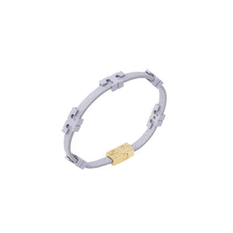 Women Serif-T Stackable Powder Coated Bracelet - Tory Gold / Cloud Blue
