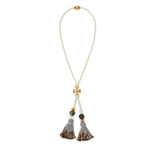 Women Roxanne Long Tassel Necklace - Rolled Brass / Neutral Multi