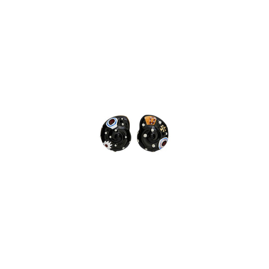Women Shell Stud Earring - Rolled Brass / Black / Multi