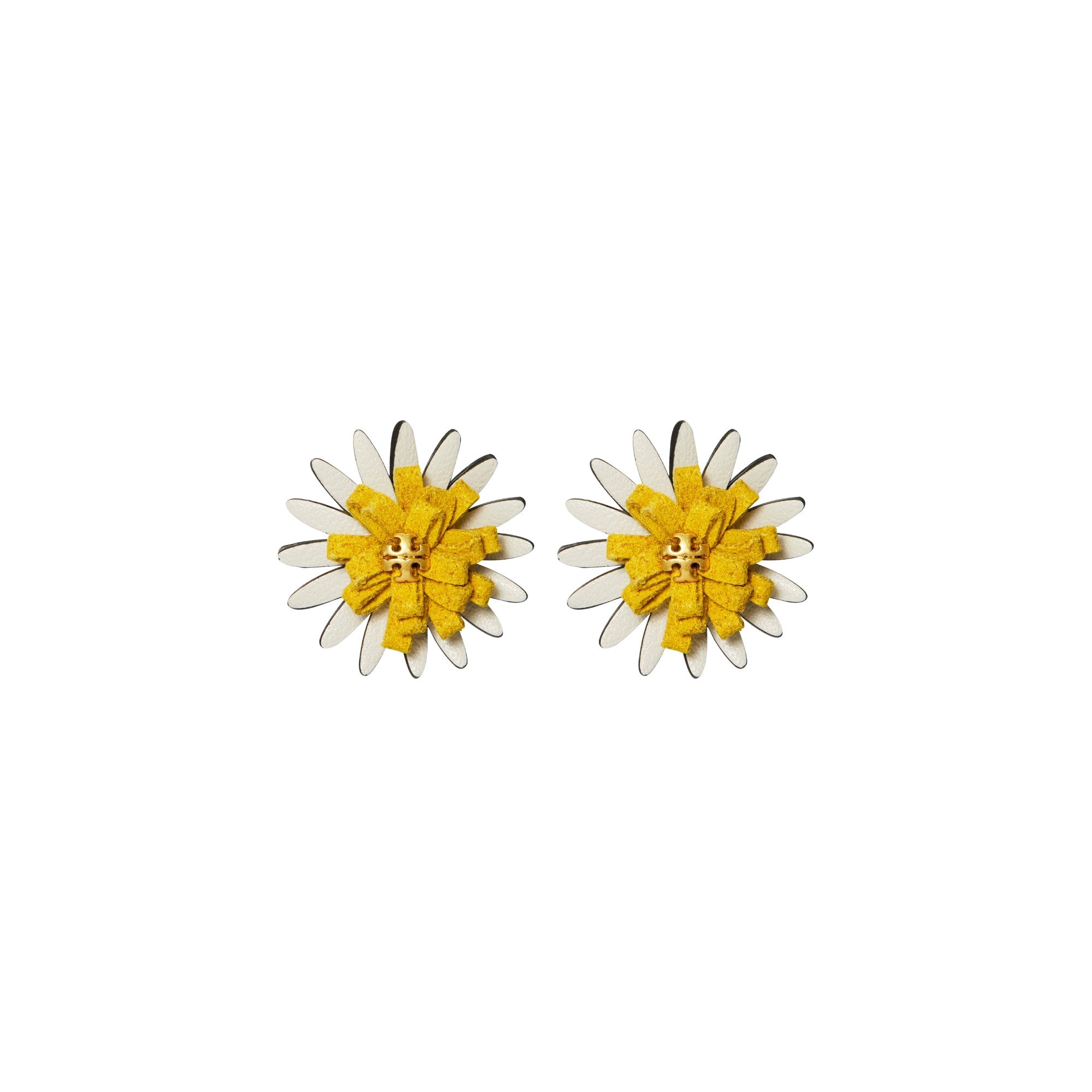 Women Daisy Stud Earring - Rolled Brass / New Ivory / Yellow