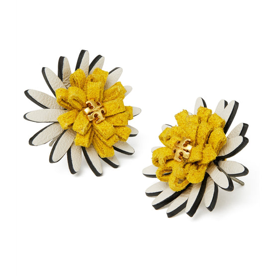 Women Daisy Stud Earring - Rolled Brass / New Ivory / Yellow