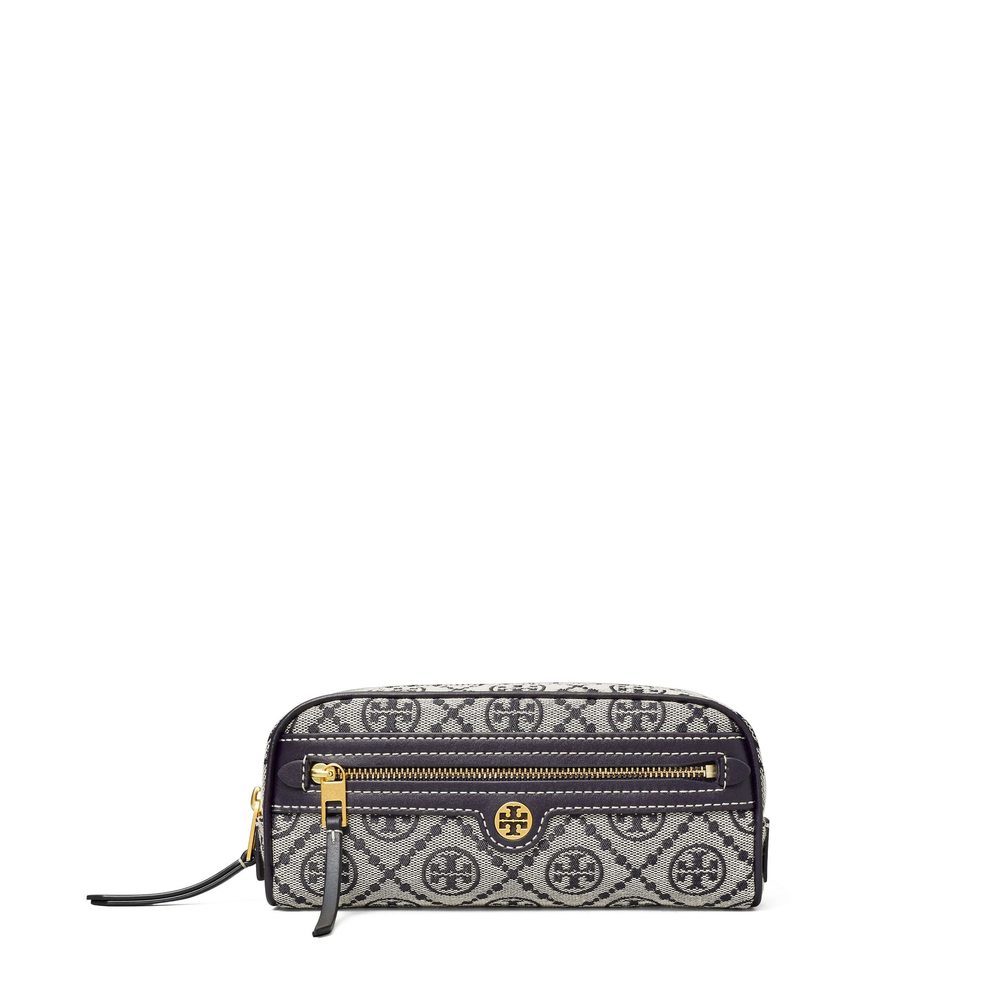Women T Monogram Jacquard Dome Cosmetic Case - Tory Navy