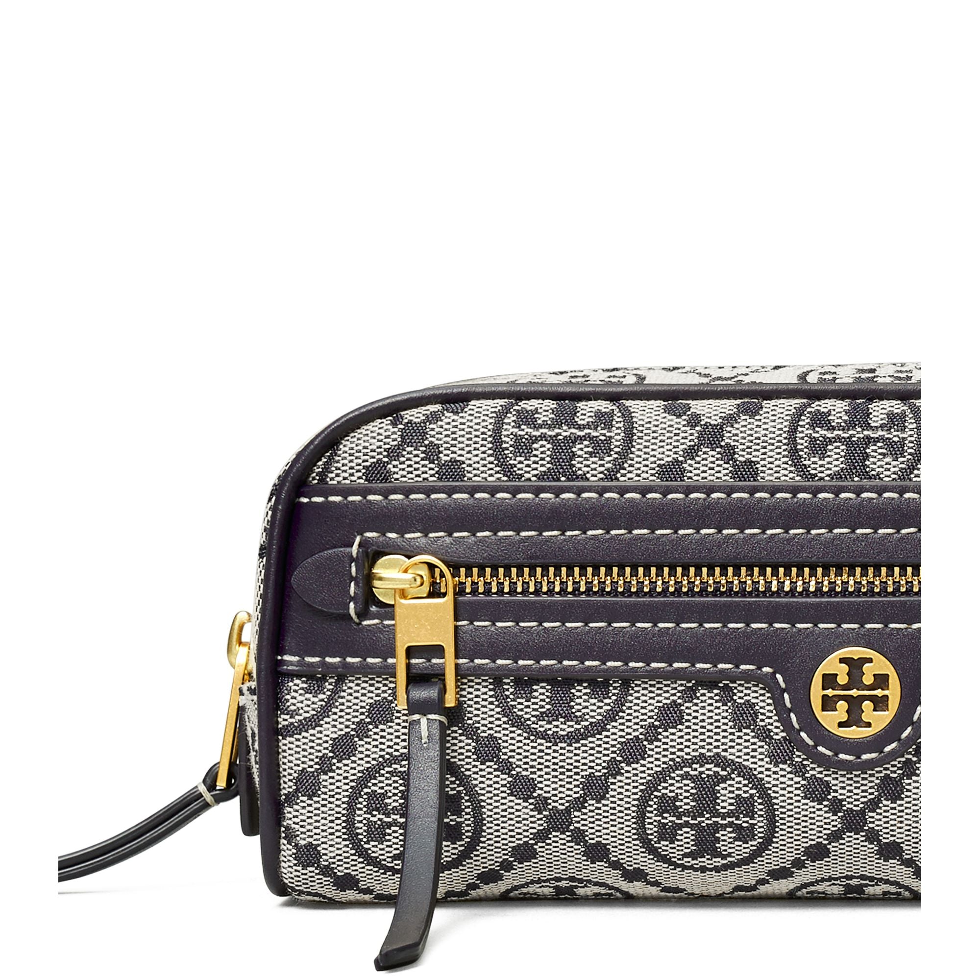 Women T Monogram Jacquard Dome Cosmetic Case - Tory Navy