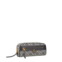 Women T Monogram Jacquard Dome Cosmetic Case - Tory Navy