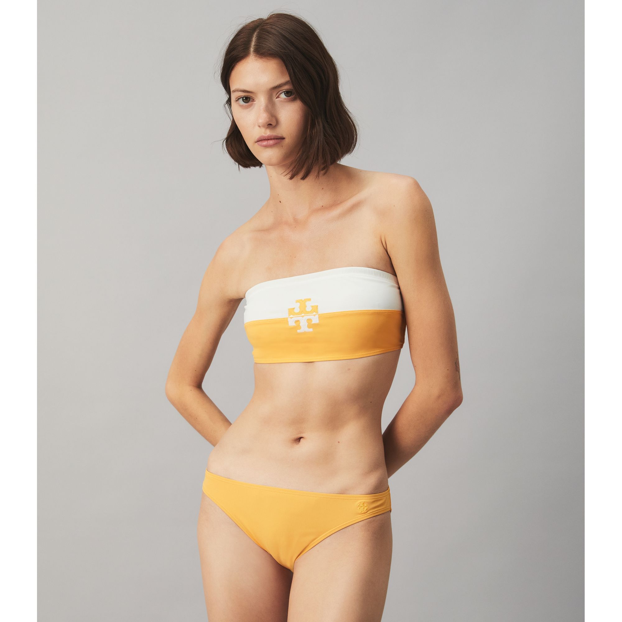 Women Color-Blocked Logo Bandeau - Jackfruit / New Ivory