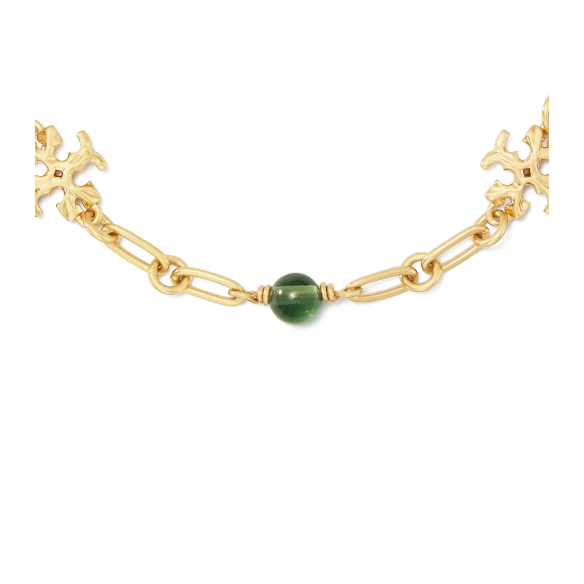 Women Roxanne Chain Delicate Bracelet - Rolled Tory Gold / Green