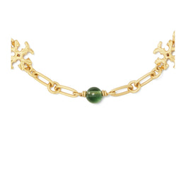 Women Roxanne Chain Delicate Bracelet - Rolled Tory Gold / Green