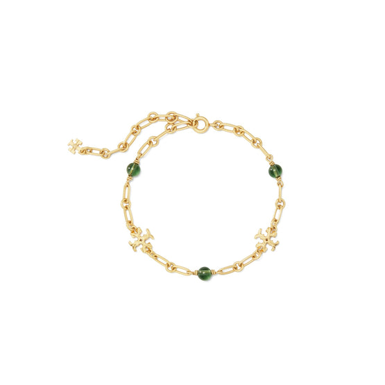 Women Roxanne Chain Delicate Bracelet - Rolled Tory Gold / Green