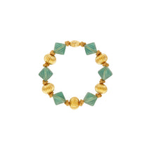Women Roxanne Beaded Short Necklace - Rolled Brass / Azure Green