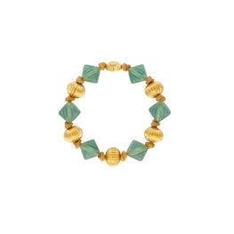 Women Roxanne Beaded Short Necklace - Rolled Brass / Azure Green