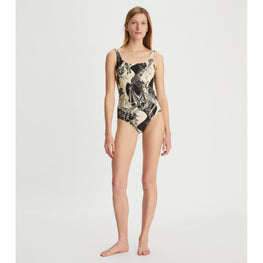 Women Printed Tank Suit - French Cream Muse