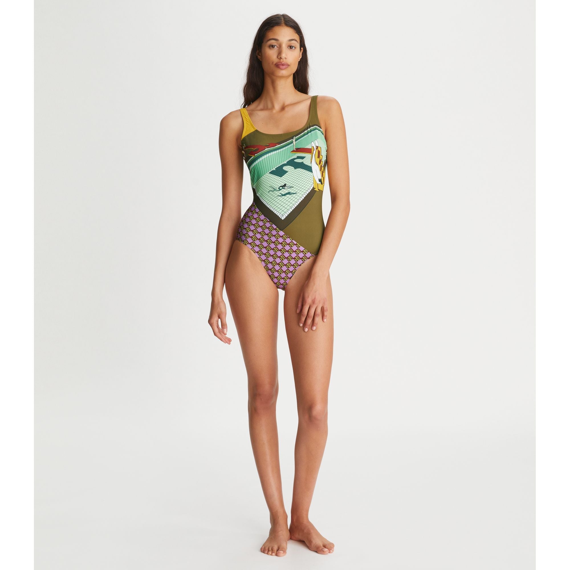 Women Printed Tank Suit - Pelican Reef Mint
