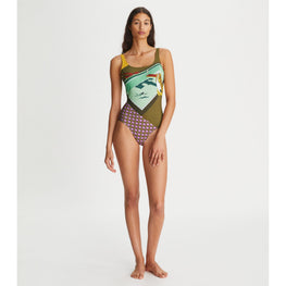 Women Printed Tank Suit - Pelican Reef Mint