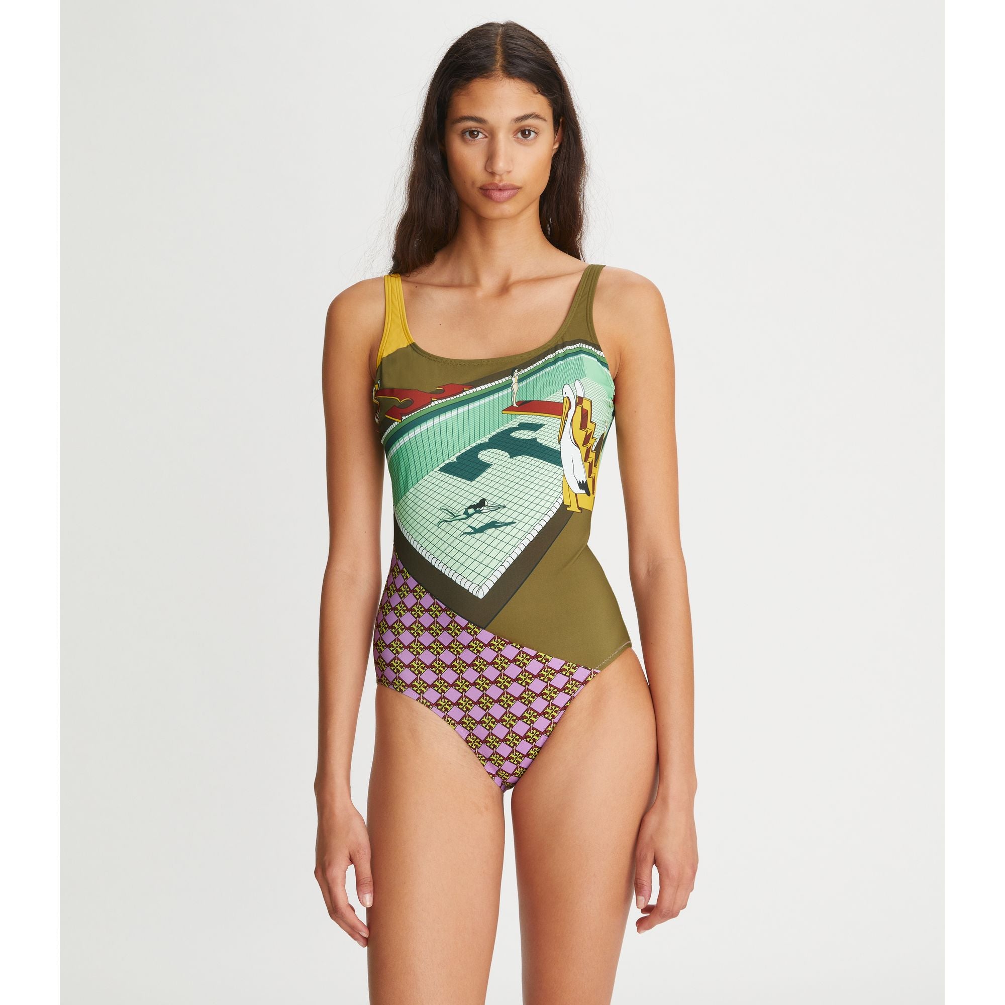 Women Printed Tank Suit - Pelican Reef Mint