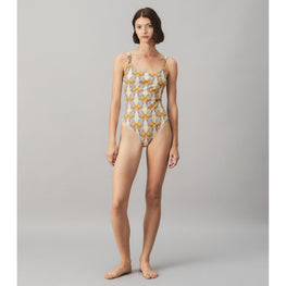 Women Printed Clip Tank Suit - Sand Deco Crane Geo