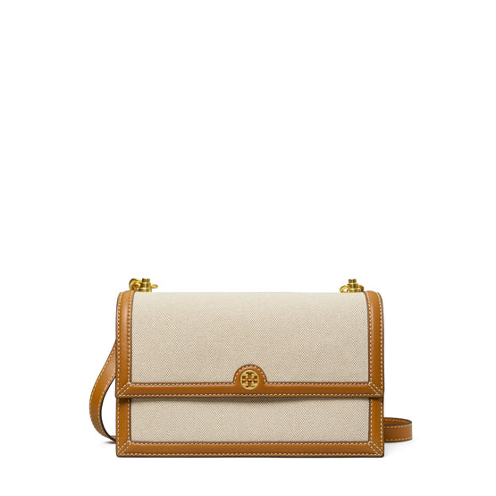 Women T Monogram Canvas Shoulder Bag - Natural