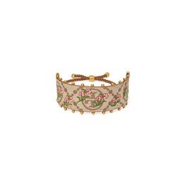 Women T Monogram Floral Bracelet - Rolled Brass / Hazel