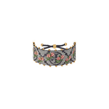 Women T Monogram Floral Bracelet - Rolled Brass / Navy