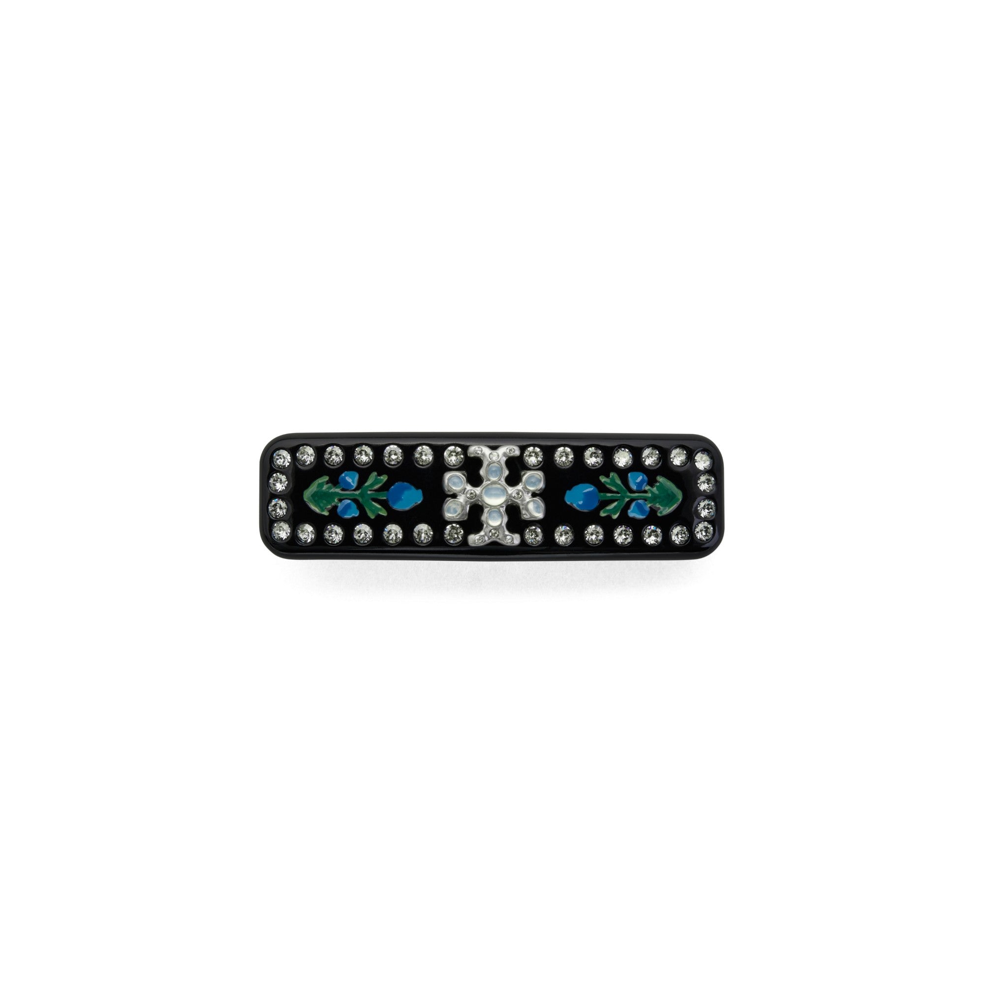 Women Roxanne Embellished Small Barrette - Antique Pewter / Black Multi