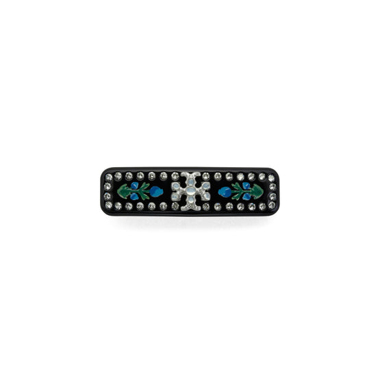 Women Roxanne Embellished Small Barrette - Antique Pewter / Black Multi