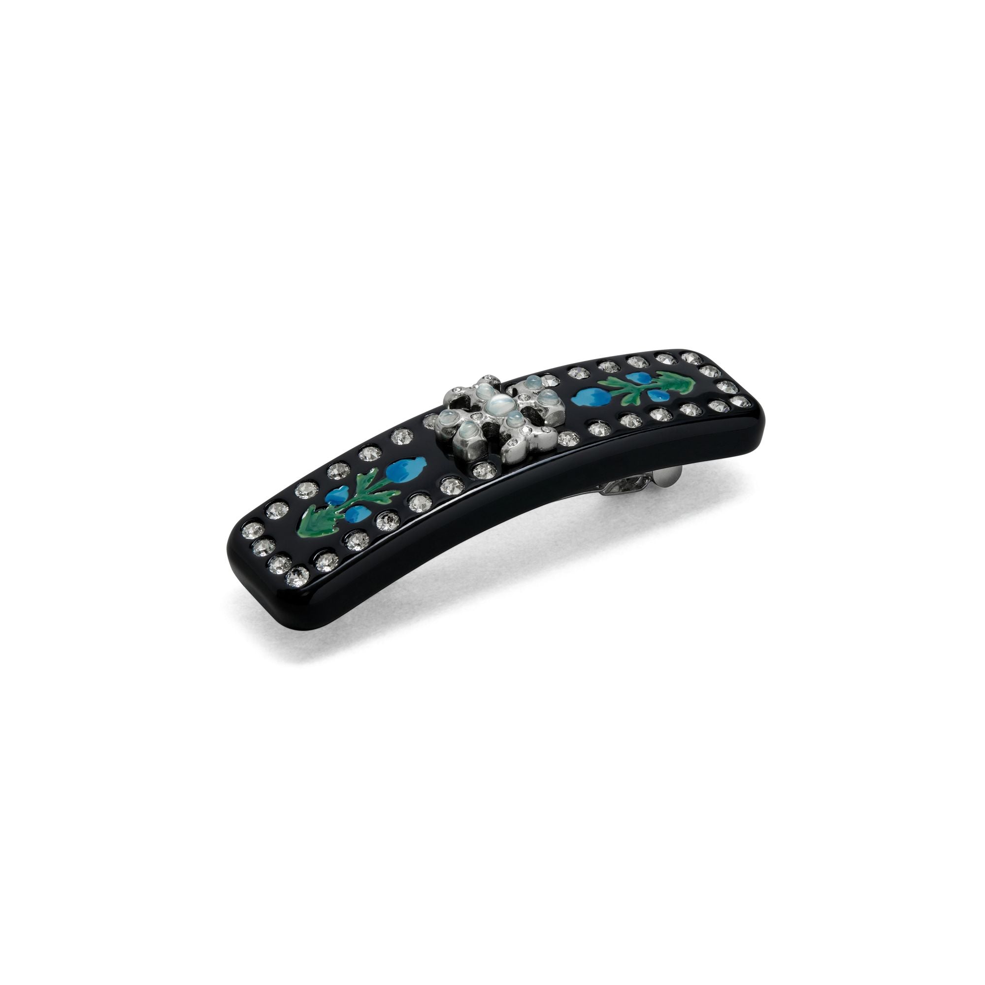 Women Roxanne Embellished Small Barrette - Antique Pewter / Black Multi