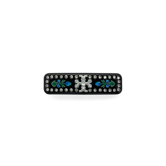 Women Roxanne Embellished Small Barrette - Antique Pewter / Black Multi