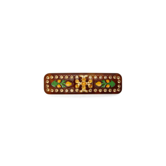 Women Roxanne Embellished Small Barrette - Rolled Gold / Tortoise Multi