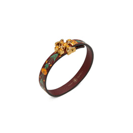 Women Roxanne Leather Bracelet - Rolled Brass / Burgundy Multi