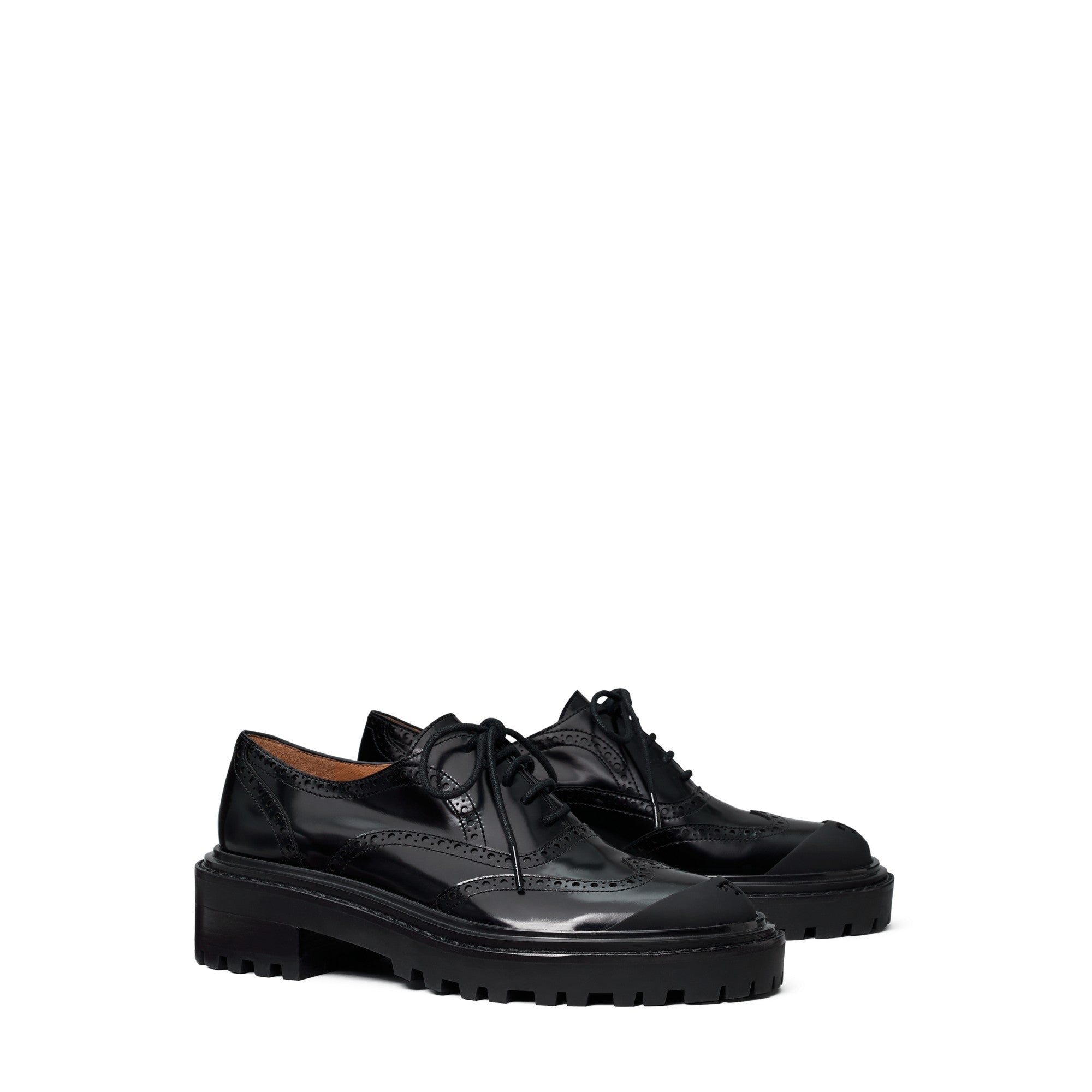 Women Brogue Lug Oxford - Perfect Black
