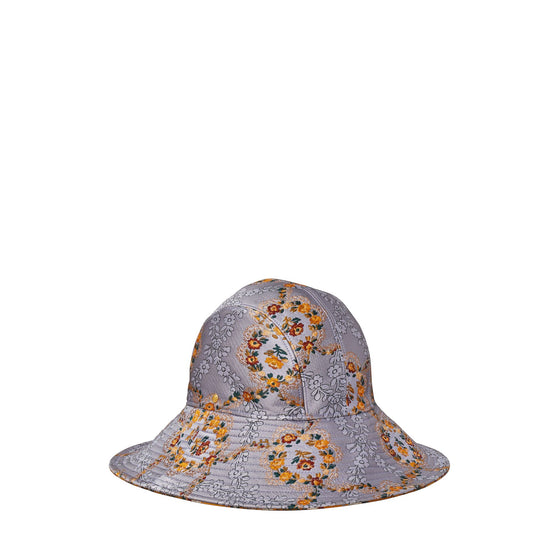 Women Brocade Reversible Bucket Hat - Baroque Rust Jacquard