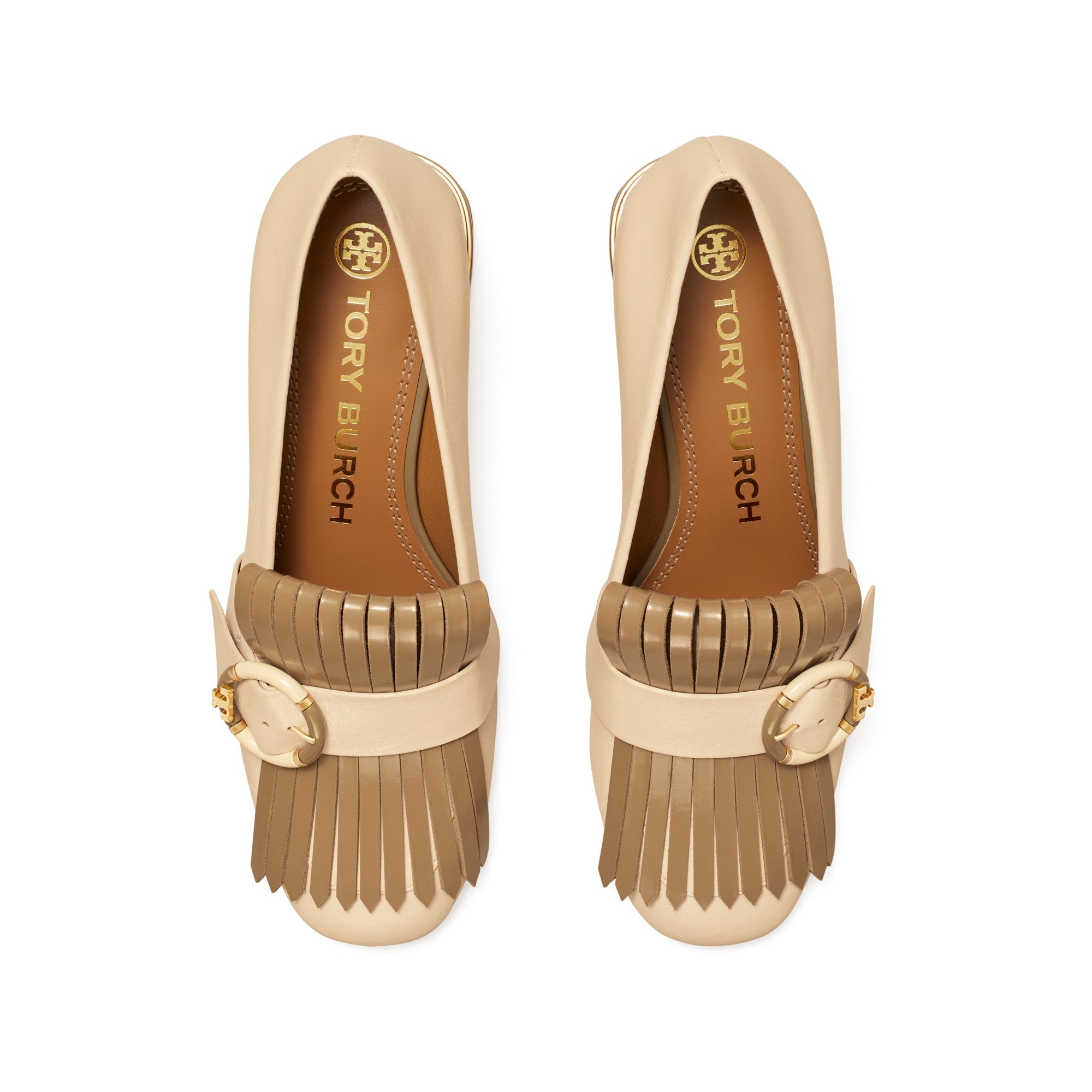 Women Multi Logo Kiltie Heeled Loafer - Brie / Sunflower Seed