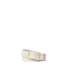 Women Leather Woven Belt - White