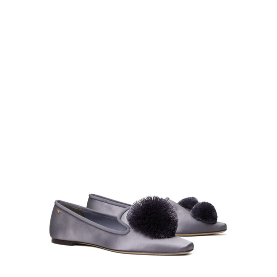 Women Pom Pom Smoking Slipper - Periwinkle / Periwinkle