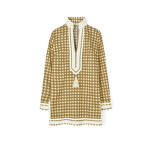 Women Cotton Tory Tunic - 3D Checkered Logo Lime