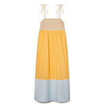 Women Color Blocked Dress - Jackfruit / Natural Khaki / Blue Mist