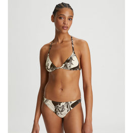 Women Printed Triangle Top - French Cream Muse