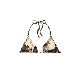 Women Printed Triangle Top - French Cream Muse