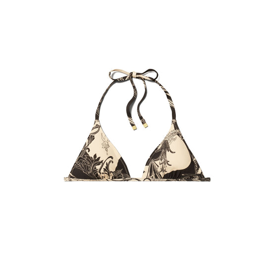 Women Printed Triangle Top - French Cream Muse
