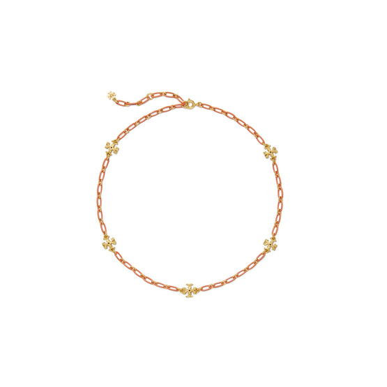 Women Roxanne Chain Delicate Necklace - Rolled Tory Gold / Coral
